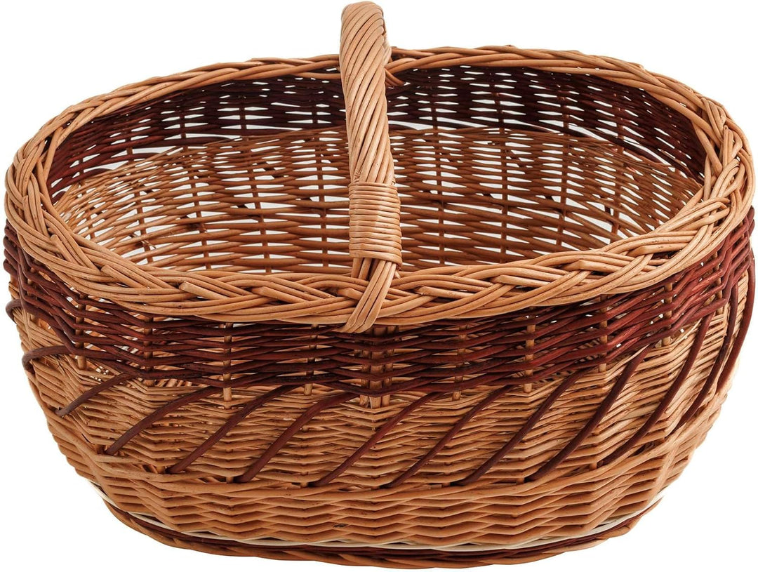 BOGATECO natürlicher Weidenkorb mit Griff| Grosser Einkaufskorb 45X30X23| Handgewebt, in vier Farben