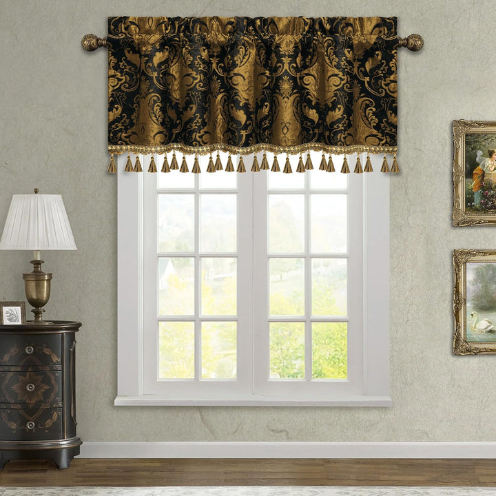 TOPLUXE Scheibengardine, Kurzstore für Schlafzimmer Esszimmer Wohnzimmer Küche, Damast Volant für Fe