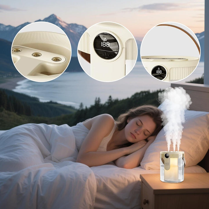 Trave Luftbefeuchter - Kühlnebel Luftbefeuchter für Schlafzimmer | Leiser Kabelloser Diffusor Mit 1.