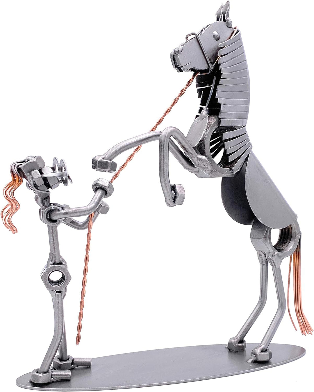 STEEMO Schraubenmännchen Reiterin Pferde-Mädchen Geschenk Metall-Deko 22x7x25 cm
