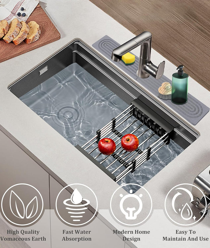 Diatomeen-Wasserhahn-Spritzschutz, Kieselgur für die Küchenspüle, extra lang, 61 cm, schnell trockne