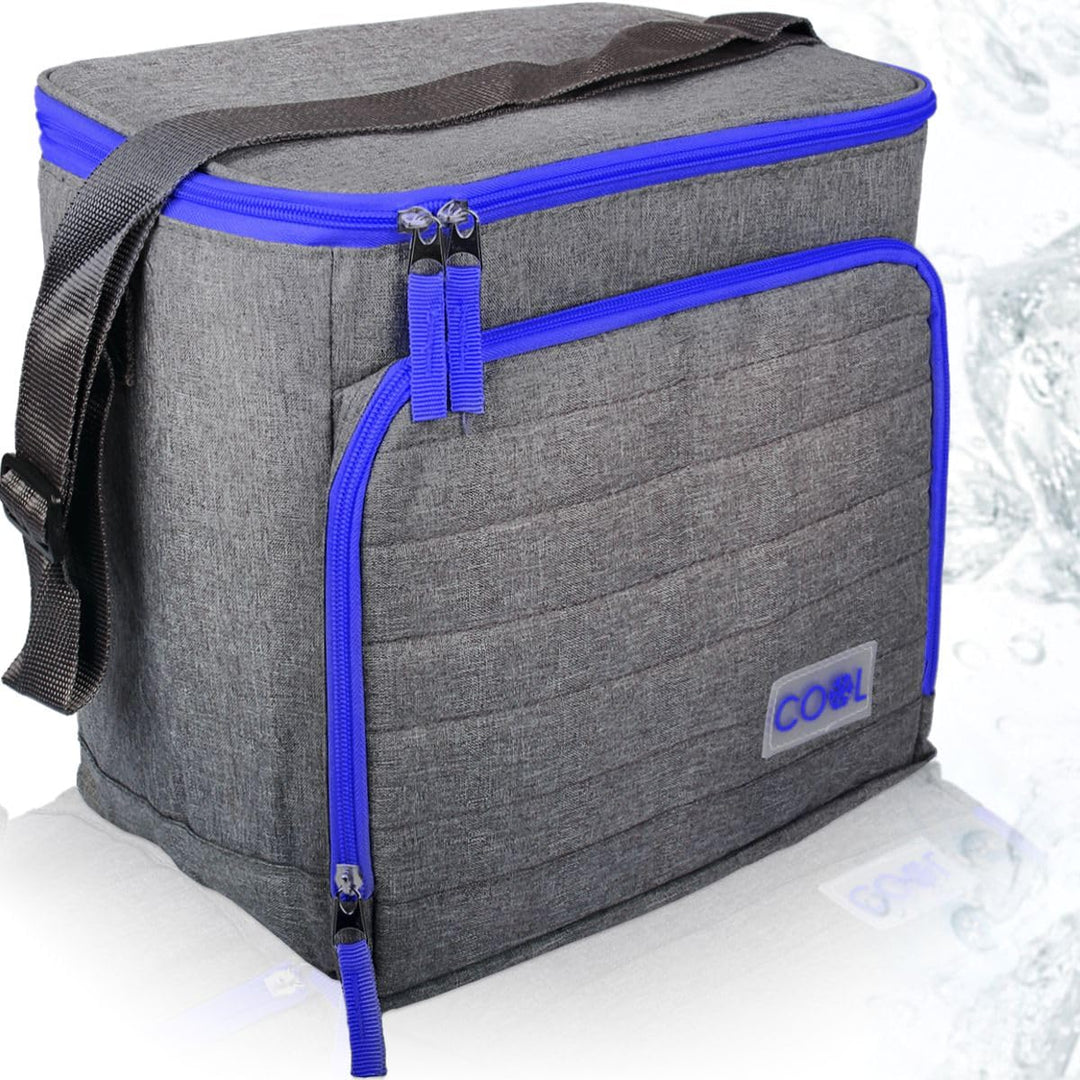 18 Liter Kühltasche Thermotasche Einkauf Picknick Schwimmbad Tasche Isoliertasche Grau-Blau, Grau-Bl