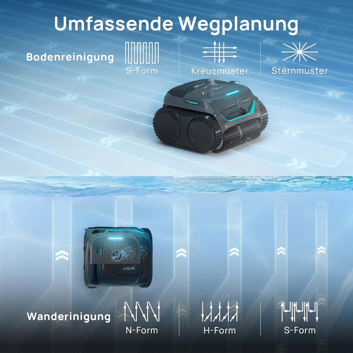 WYBOT (Neues Modell) C2 Vision-A Kabelloser Poolroboter Akku mit KI-Kamera, 8 Modi, starker Saugkraf