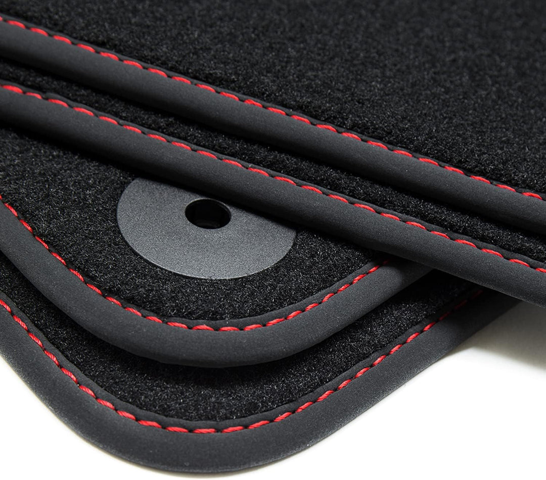 tuning-art 155R-FBA Fussmatten Exclusive-Line für Seat Leon 2 1P 5-Türer 2005-2012 Rot, Rot