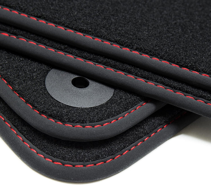 tuning-art 155R-FBA Fussmatten Exclusive-Line für Seat Leon 2 1P 5-Türer 2005-2012 Rot, Rot