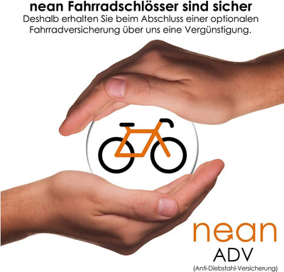 nean Fahrradschloss mit Alarm, Fahrrad Alarmschloss mit gehärteter Vierkant Kette und 2x Sicherheit-