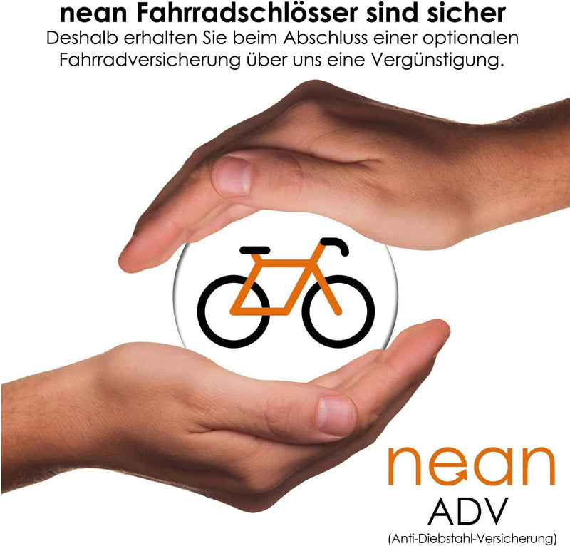 nean Fahrradschloss mit Alarm, Fahrrad Alarmschloss mit gehärteter Vierkant Kette und 2x Sicherheit-
