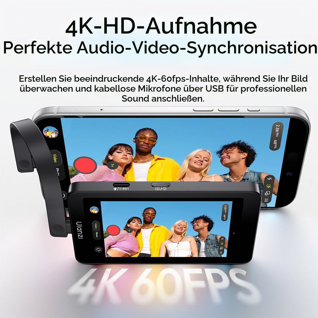 ULANZI VM1 Magnetischer Handy Selfie Monitor 3,97" IPS, 4K 60FPS Vlog Bildschirm, Magsafe Plug & Pla