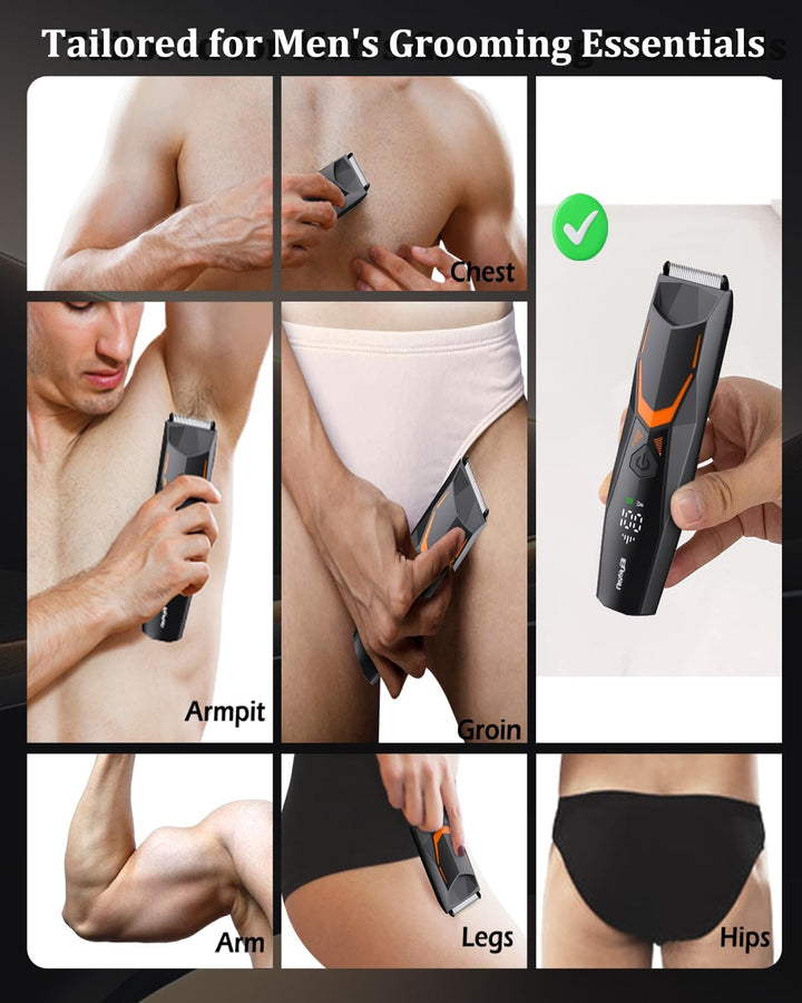 ENSSU Elektrischer intimrasierer mann, Type-C wiederaufladbar, Rasierer herren intimbereich mit LED-