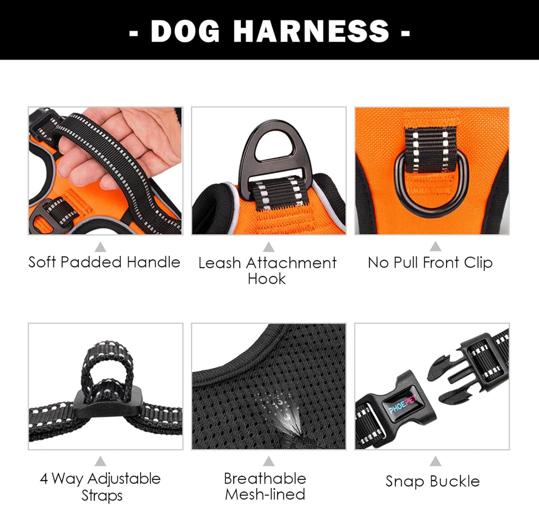 PHOEPET Hundegeschirr ohne Zug für kleine Hunde Reflektierende Weste mit verstellbarem Clip vorne mi