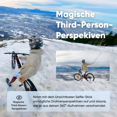 Insta360 X3 Fahrrad-Kit - wasserdichte 360°-Actionkamera mit 1/2"-Sensor, 5,7K 360°, 72MP 360°-Fotos