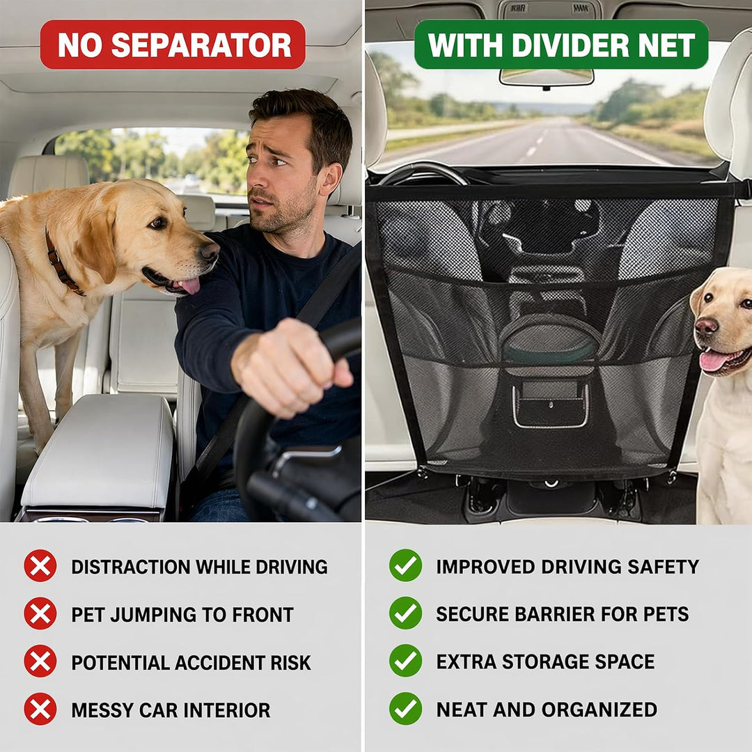 Hunde-Auto-Barriere, Netz-Organisation, Haustier-Trennwand für Auto/SUV | Hunde-Auto-Netzbarriere fü