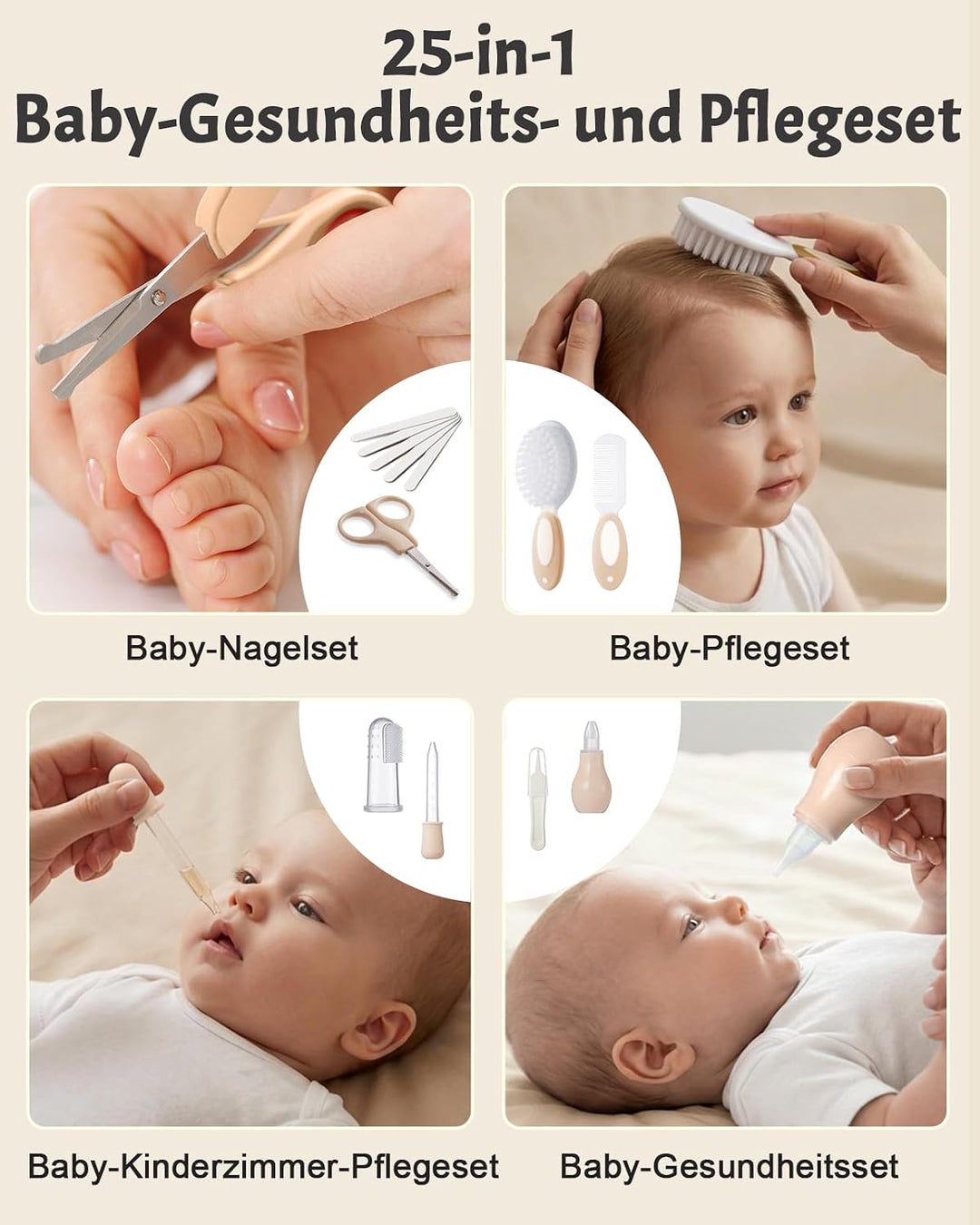 Lictin Baby Nagelfeile Elektrisch, Elektrische Nagelfeile mit 6 Schleifkopf, 25 in 1 Baby Nagelset m