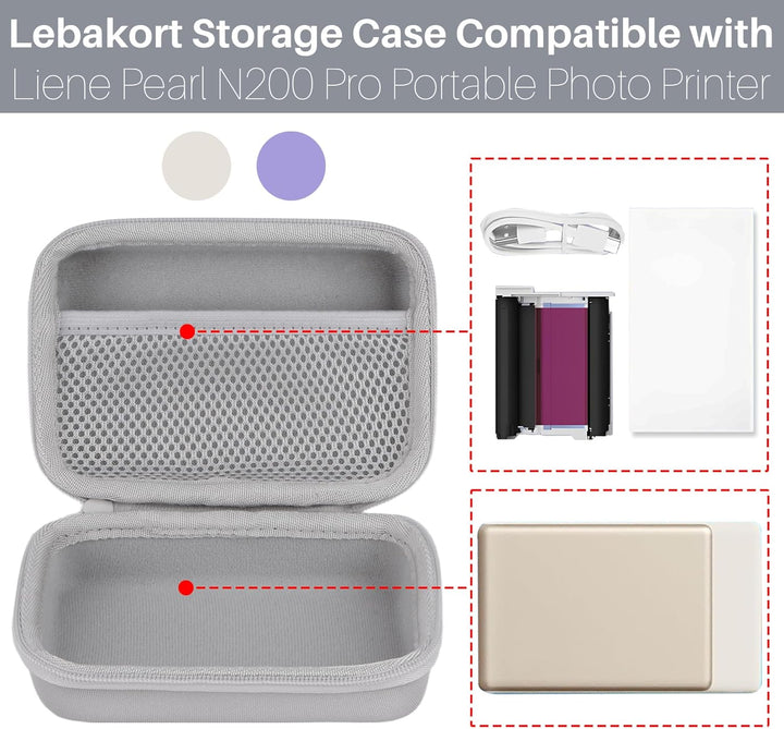 Lebakort Hart Reise Schutz Hülle Etui Tasche für Liene Pearl N200 Pro Tragbarer Mini Fotodrucker (We