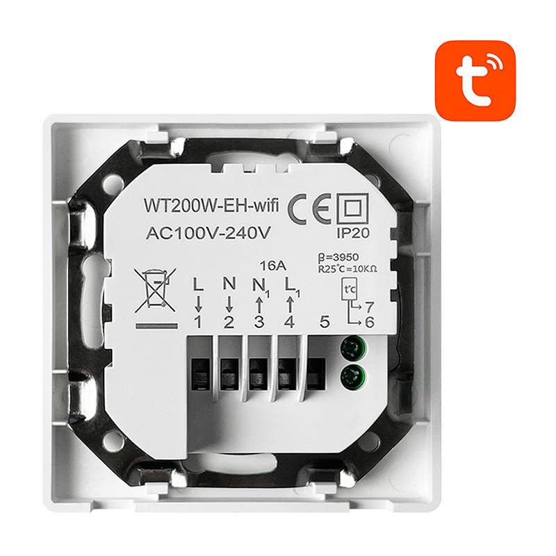 Smart Thermostat Avatto WT200-16A-W Electric Heating 16A WiFi TUYA, Schwarz