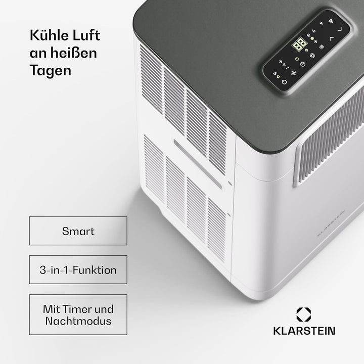 Klarstein Mobile Klimaanlage mit Abluftschlauch - 7000 BTU, 3-in-1, Leise & Energieeffizient, Smart