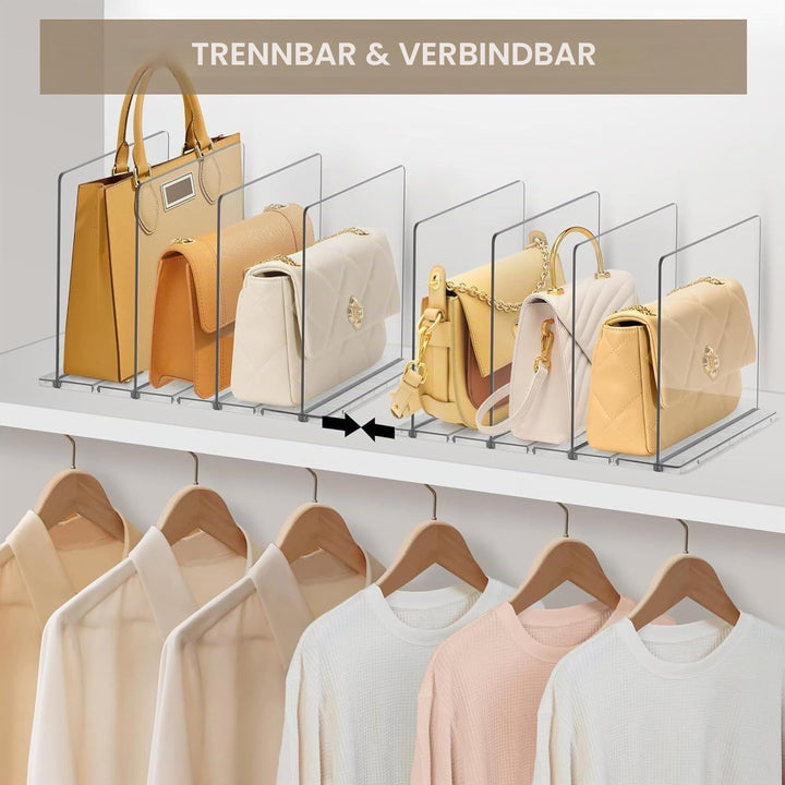 DoubleCare 8 Stück Regaltrenner, Verstellbare Taschenteiler, Transparente Acryl Regalteiler, Durchsi