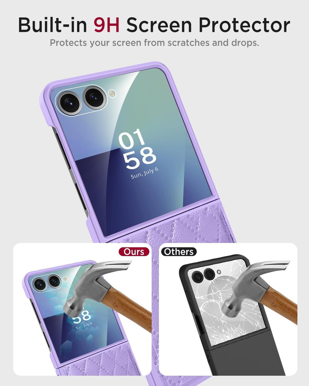 Miimall Kompatibel mit Samsung Galaxy Z Flip 7 Hülle mit Scharnierschutz & Displayschutz, [Elegant L
