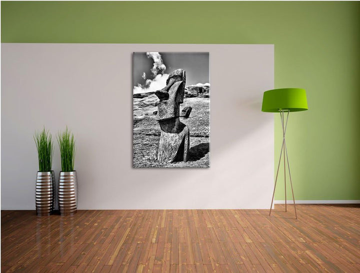 Pixxprint Moai Statue auf den Osterinseln als Leinwandbild/Grösse: 100x70 cm/Wandbild/Kunstdruck/fer