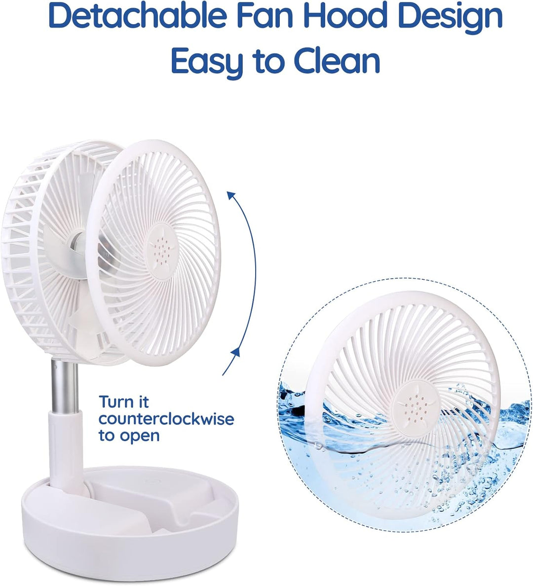 Primevolve 7.7" Ventilator Faltbarer mit Fernbedienung, 7200mAh Akku USB Standventilator Fan Tragbar
