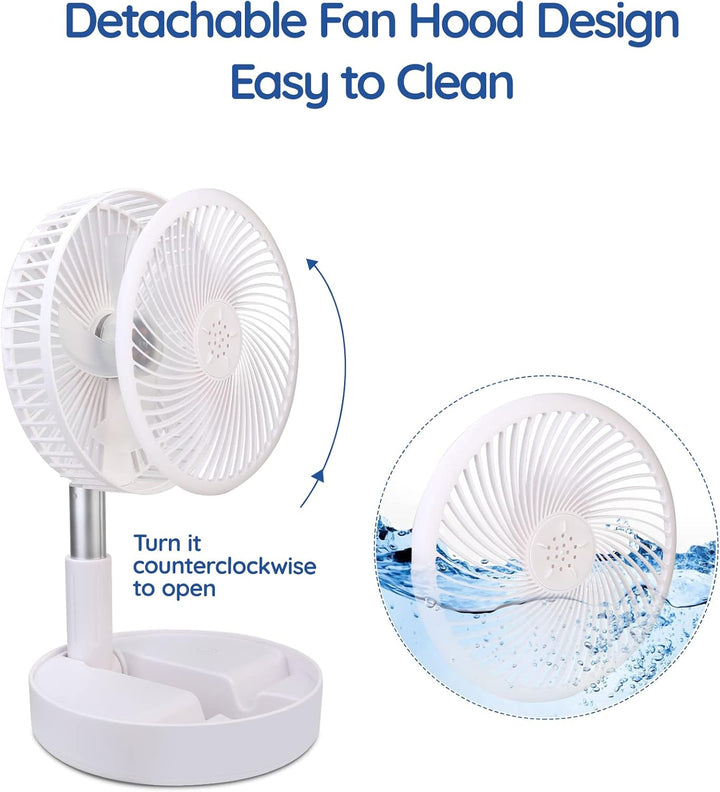 Primevolve 7.7" Ventilator Faltbarer mit Fernbedienung, 7200mAh Akku USB Standventilator Fan Tragbar