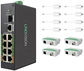 LINOVISION Industrial 8-Port EOC & POE Switch mit 4 EOC-Sendern, PoE mit grosser Reichweite über Koa