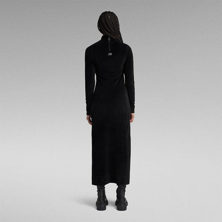 G-STAR RAW Damen Velvet Slit Kleid Casual Dress XXS Schwarz (Dk Black D24224-d428-6484), XXS Schwarz