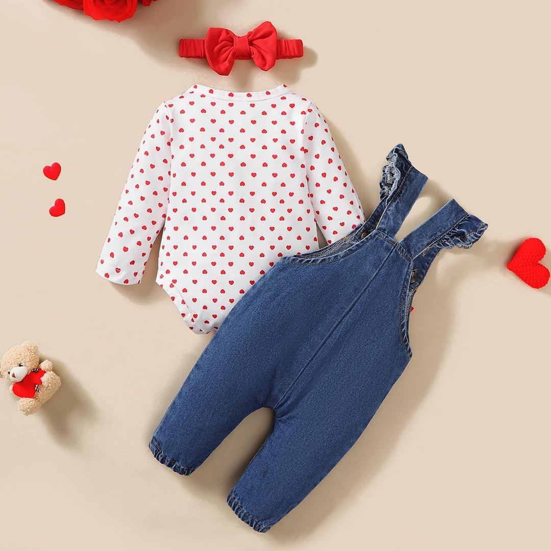 Baby Mädchen Kleidung Outfits Herbst Winter Niedlich Liebe Druck Strampler Cartoon Bär Overalls Hose