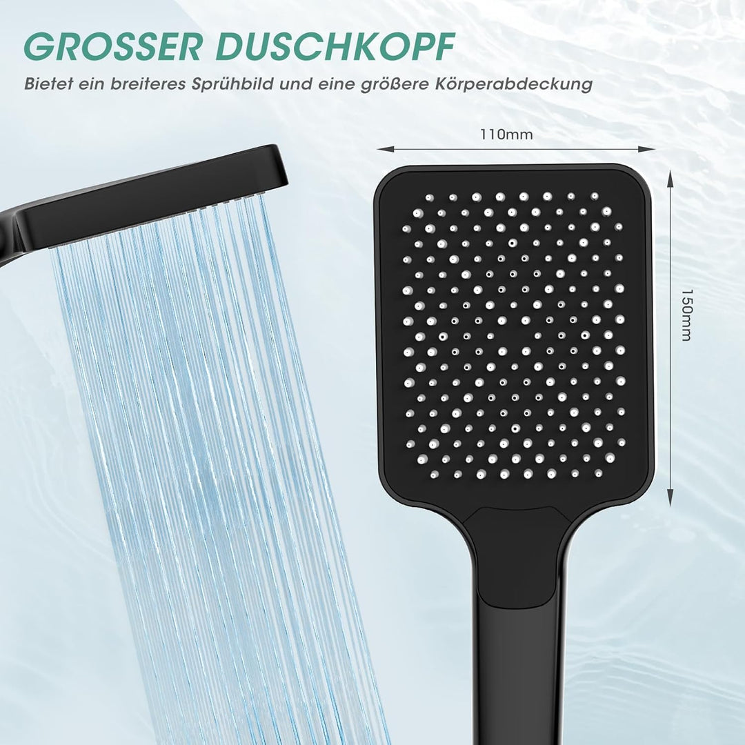 FASDUNT Duschkopf mit Schlauch 2M, Hochdruck Duschkopf Regendusche mit 9.5L/min Durchflussbegrenzer