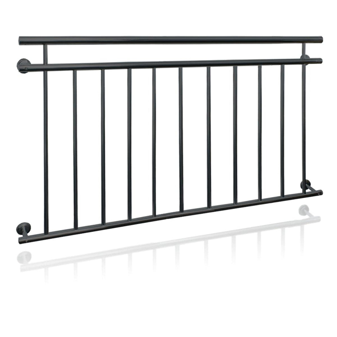 ECD Germany Französischer Balkon 156 x 90 cm | mit 11 Füllstäben | Anthrazit | matt und rau | aus pu