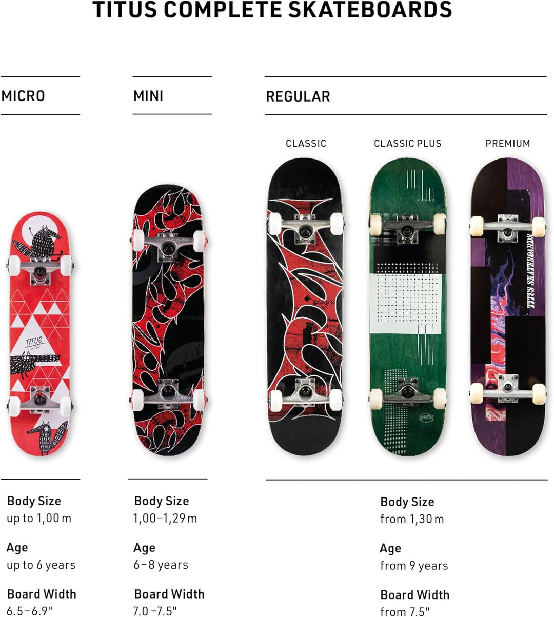 TITUS Skateboard Mini - Skateboard Kinder ab 6 Jahre, Mini Size Kinderskateboard bis 8 Jahre, Jungen