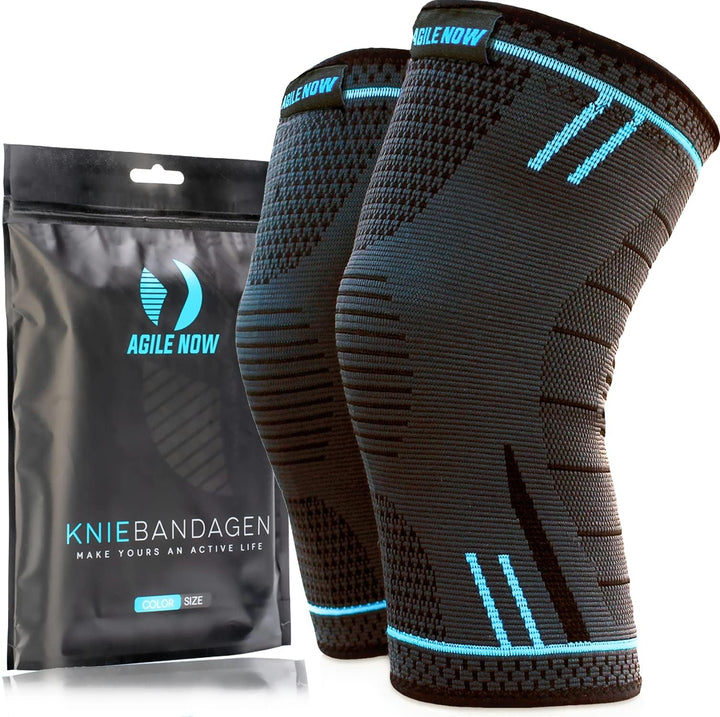 AGILE NOW® Kniebandage 2er Set Premium stabilisiert & schützt die Gelenke bei jeder Bewegung, Knie B