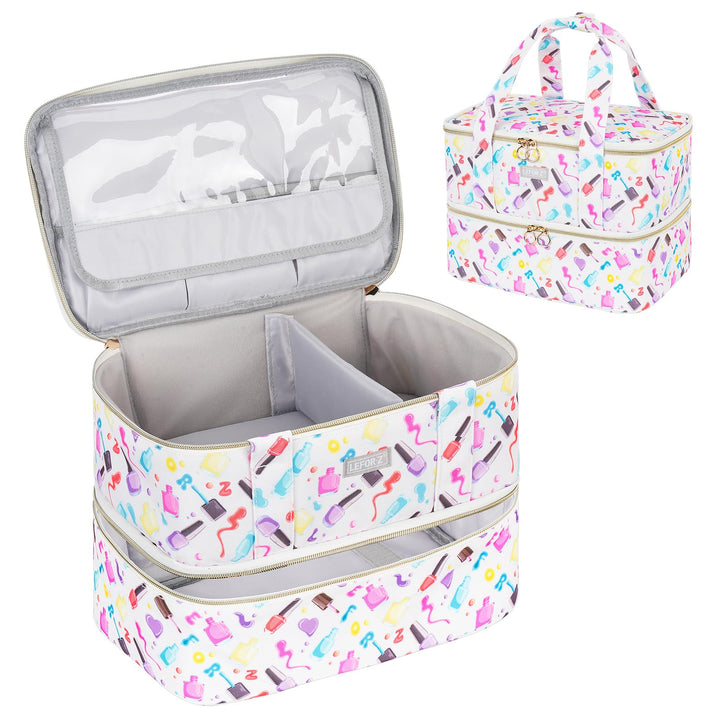 Nagellack Aufbewahrung Tasche,Doppelschichtige Nagellack Organizer für 40 Flaschen(15 ml-0.5 FL.oz)