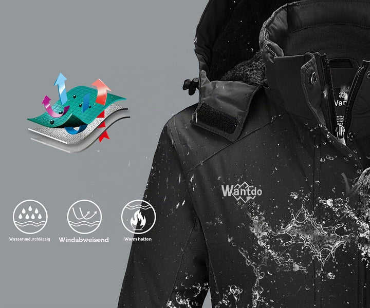Wantdo Damen Winter Skijacke Warm Fleece Mantel Berg Snowboardjacke Outdoor Kapuzen Windbreaker Jack