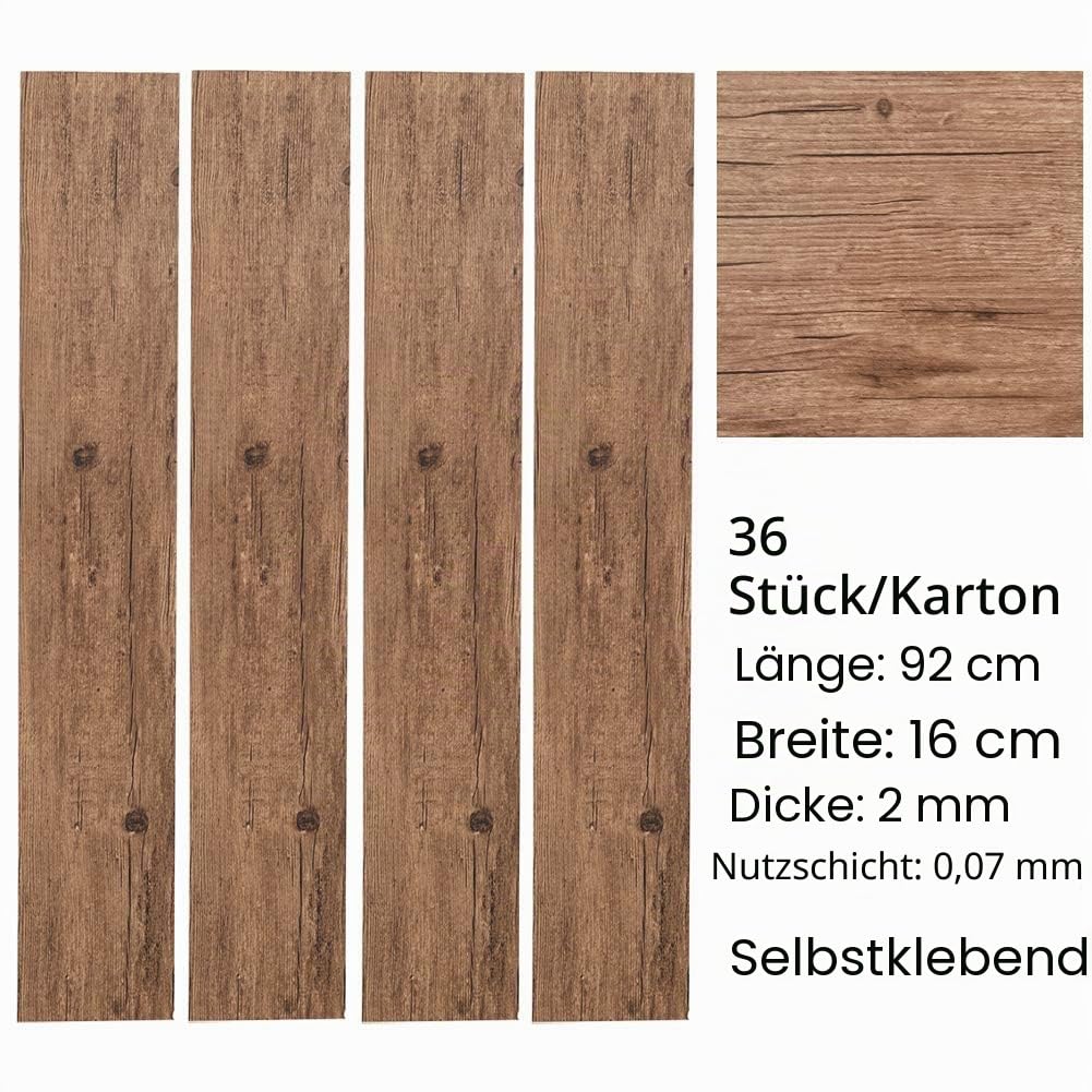 INMOZATA 5,01m² PVC Bodenbelag Selbstklebend Holzoptik Vinylboden Selbstklebend Rutschfeste Wasserfe