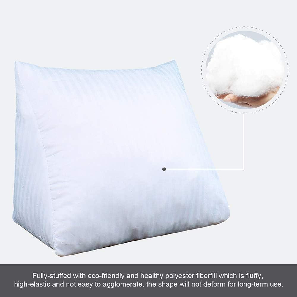 Johnear Keilkissen mit Seitentasche – Orthopädisches Rückenkissen für Bett &amp; Sofa, Dreieckiges Lesek
