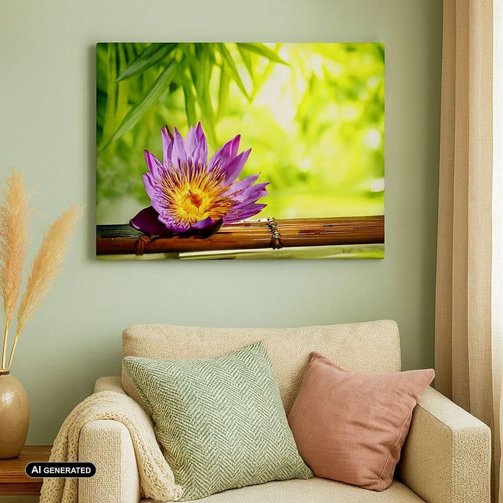 ARTTOR Bilder auf Leinwand Asien spa bambus blume Leinwandbild 70x50cm Wandbilder Dekoration Wohnzim