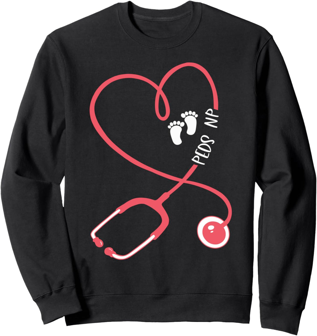 Peds Pediatric Nurse Practitioner Tee Stethoscope Footprints Sweatshirt