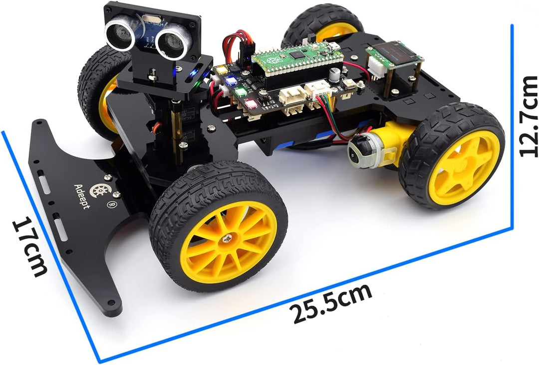Adeept Smart Car Kit für Raspberry Pi Pico, Linienverfolgung, Hindernisvermeidung, buntes Licht, OLE