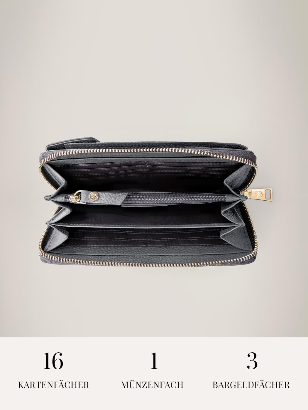 Lazarotti Bologna XL Leder Damen-Geldbörse &amp; Handytasche (2-in-1) | 16 Kartenfächer | zum Umhängen m