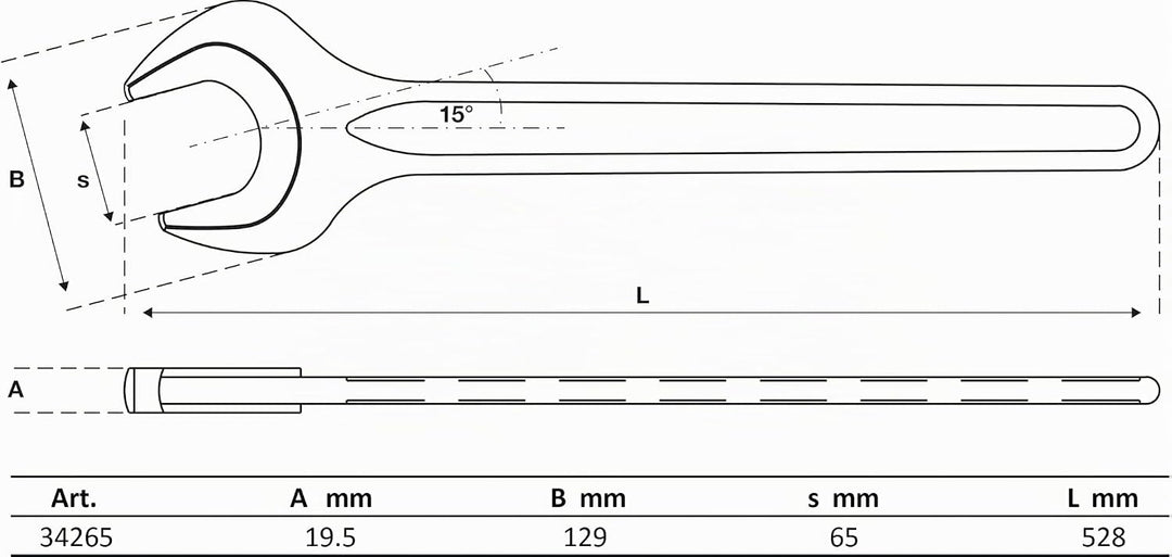 BGS 34265 | Einmaulschlüssel | SW 65 mm Schlüsselweite: 65 mm, Schlüsselweite: 65 mm