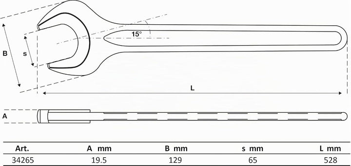 BGS 34265 | Einmaulschlüssel | SW 65 mm Schlüsselweite: 65 mm, Schlüsselweite: 65 mm