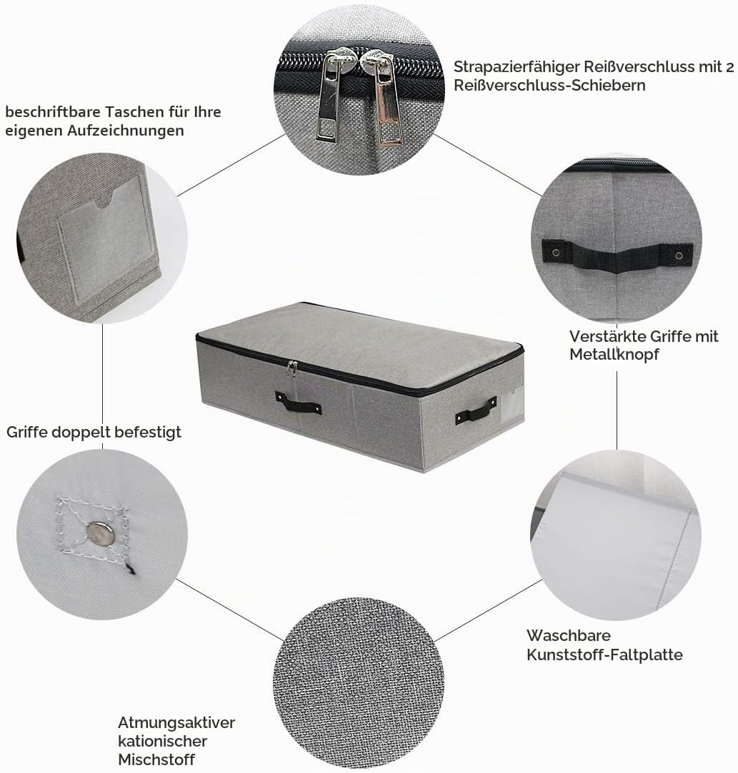 iwill CREATE PRO Unterbettwäsche Organizer Grosse Aufbewahrungsbehälter mit strapazierfähigem Stoff,