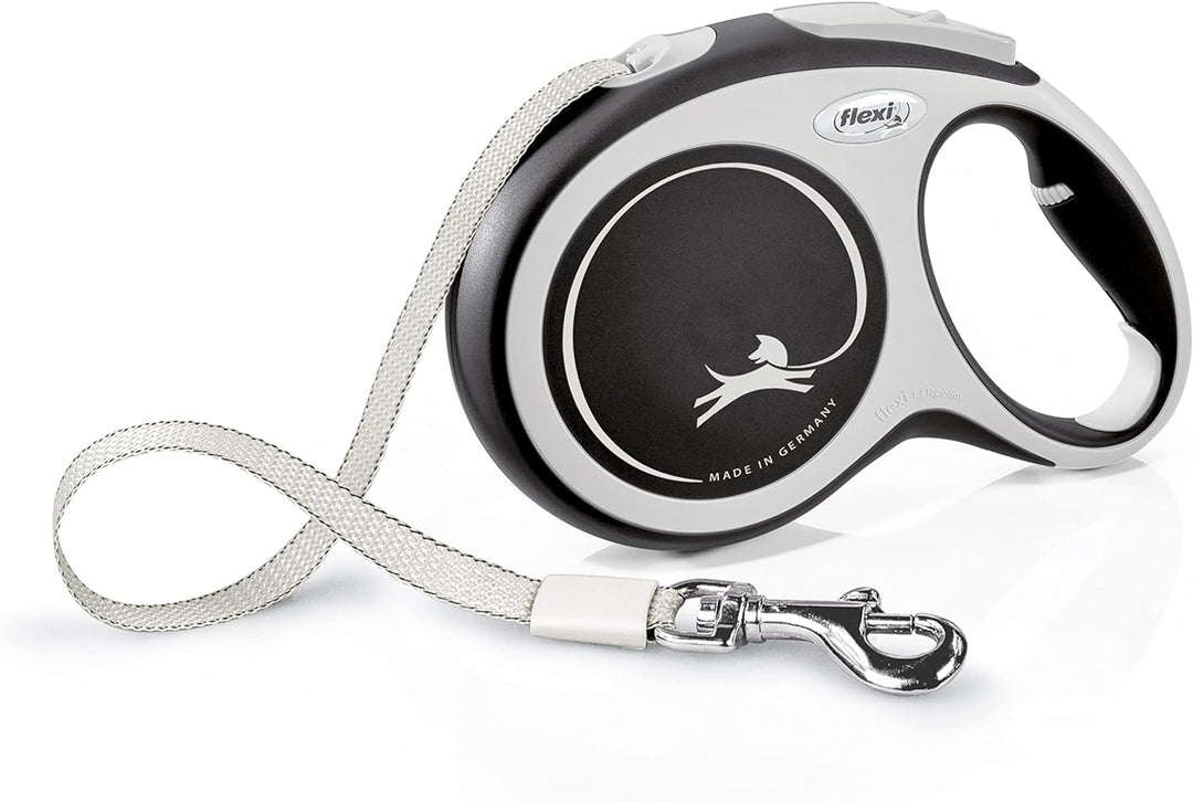 Flexi - Rollschnur New Comfort Band - 8 Meter Langes Kabel bis 50 kg - Schwarz - 1 Stück, Large Sing