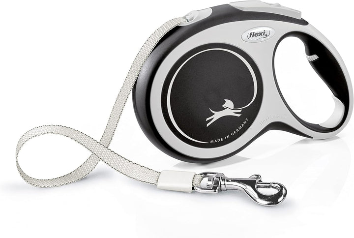 Flexi - Rollschnur New Comfort Band - 8 Meter Langes Kabel bis 50 kg - Schwarz - 1 Stück, Large Sing