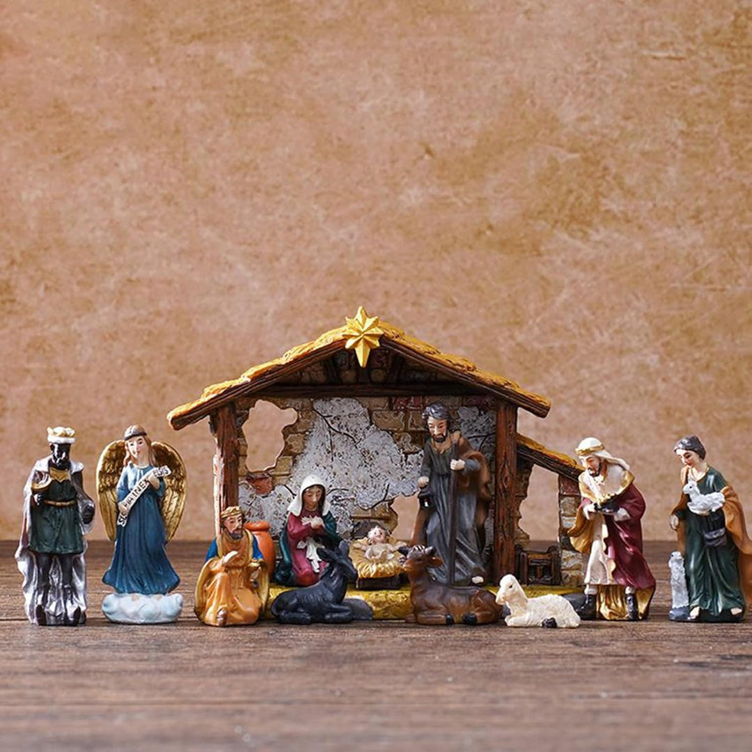 Generisch Krippenfiguren - Klassische Weihnachtskrippe, Religiöse Weihnachtskrippe Figuren Set Für S