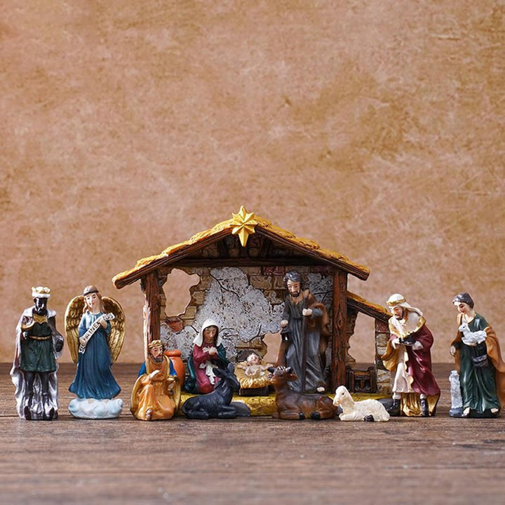 Generisch Krippenfiguren - Klassische Weihnachtskrippe, Religiöse Weihnachtskrippe Figuren Set Für S
