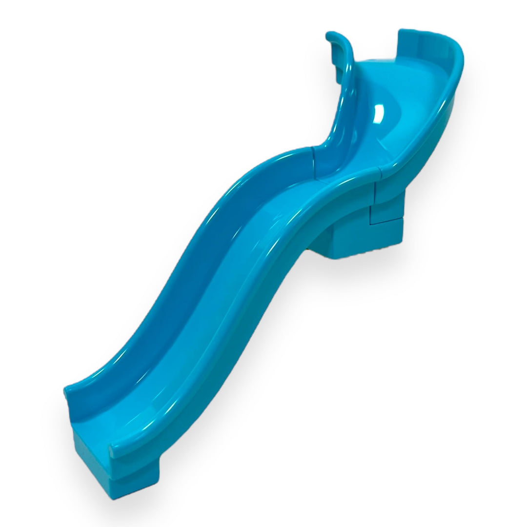 LEGO Duplo Rutsche 2 teilig, mit 90grad Teilstück Hellblau, so können Figuren rutschen