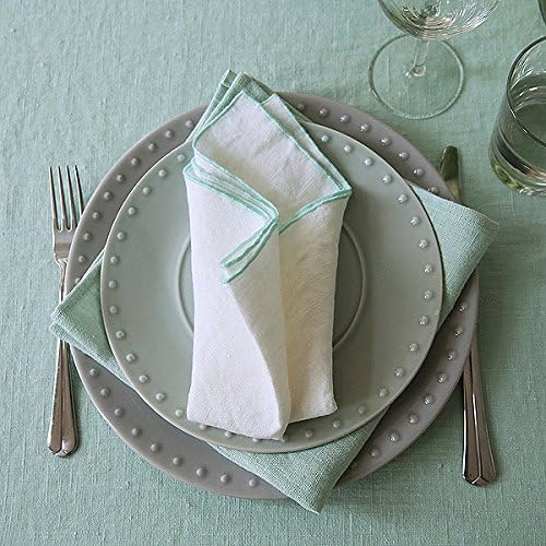 Linenme Venezia Servietten, Creme/Mint, 46 x 46 cm, 4 Stück