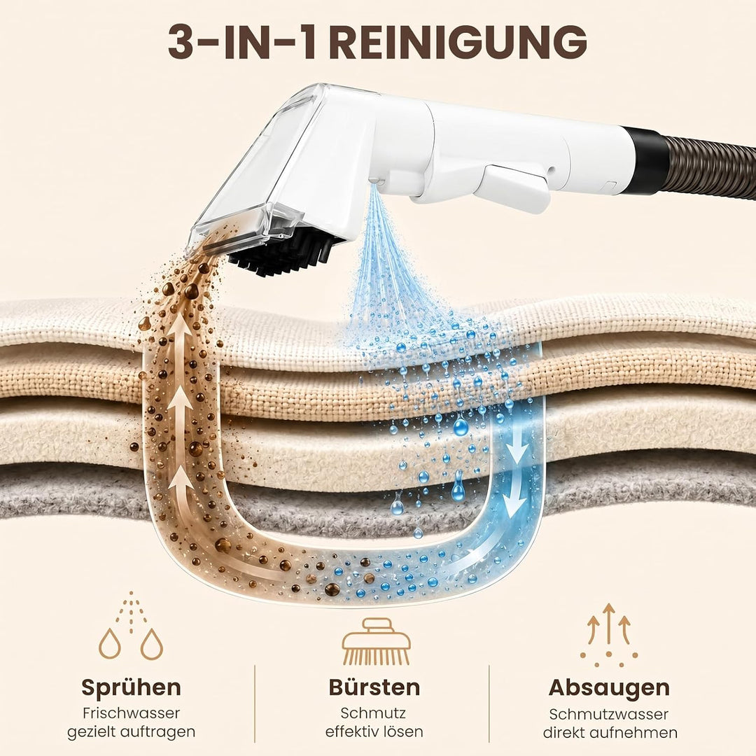 16kPa Polsterreiniger und Nasssauger Tragbar für Sofa, Teppich &amp; Auto